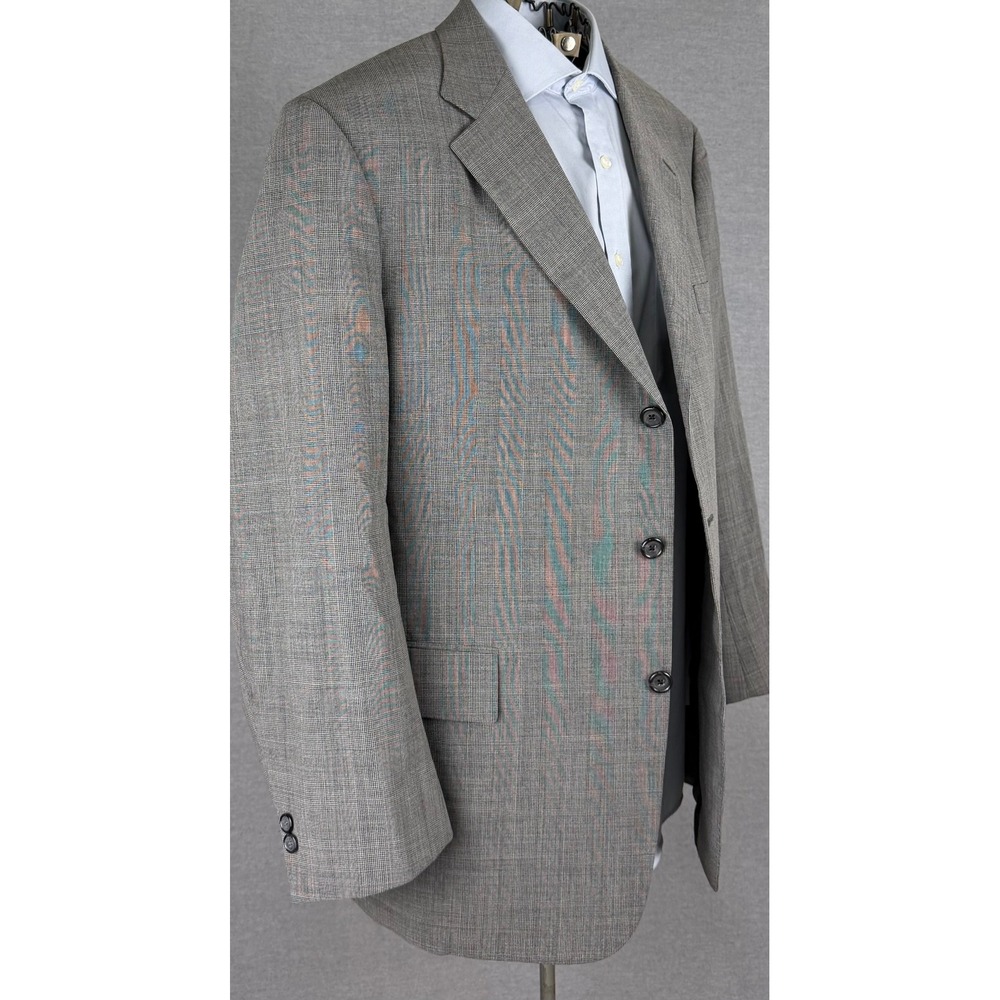 Brooks‎ Brothers Brookscool Mens 45R Grey Glen Plaid Wool Blend 3 Button Blazer